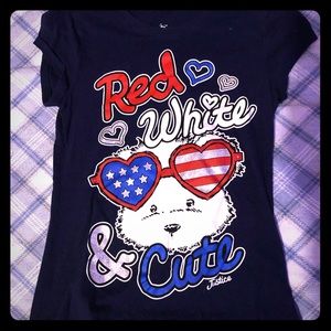 Girls Justice red white a blue shirt